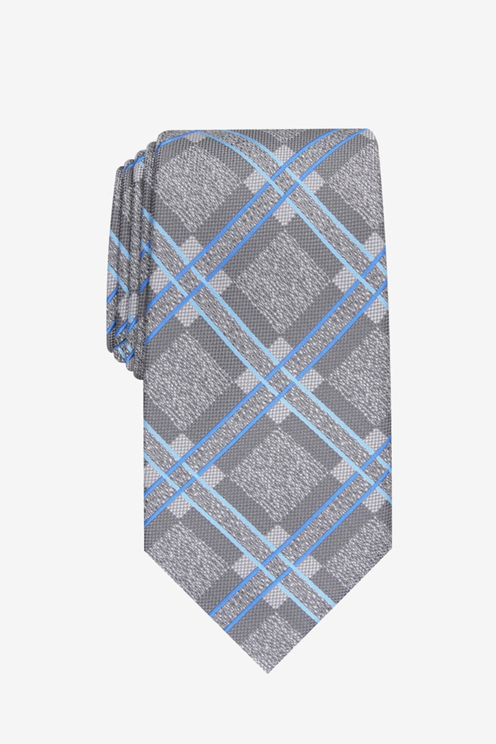 Perry Ellis Men's Denner Classic Plaid Tie Gray Size Regular