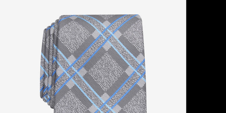 Perry Ellis Men's Denner Classic Plaid Tie Gray Size Regular