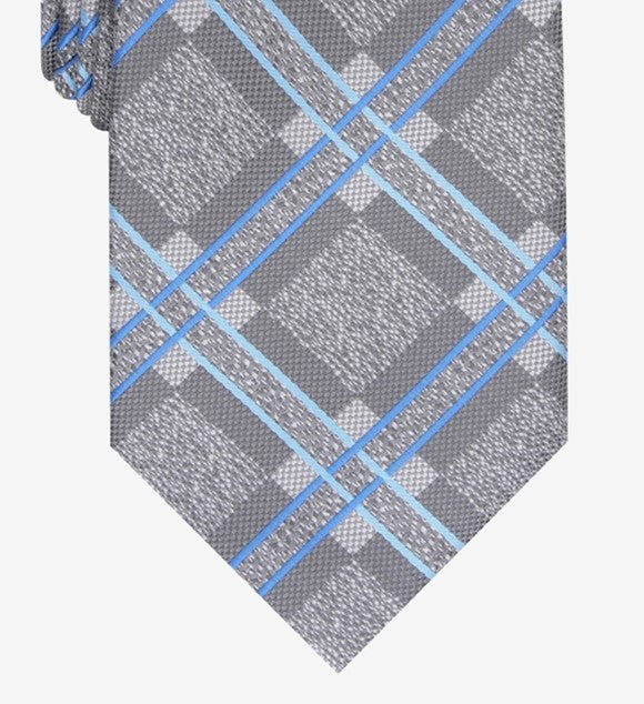 Perry Ellis Men's Denner Classic Plaid Tie Gray Size Regular