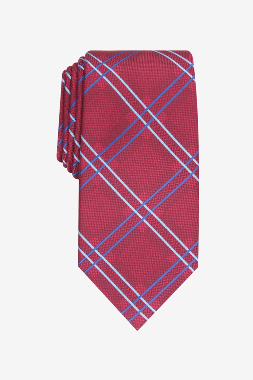 Perry Ellis Men's Denner Classic Plaid Tie Red Size Regular