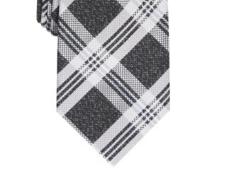 Perry Ellis Men's Duxbury Plaid Tie Black Size Regular