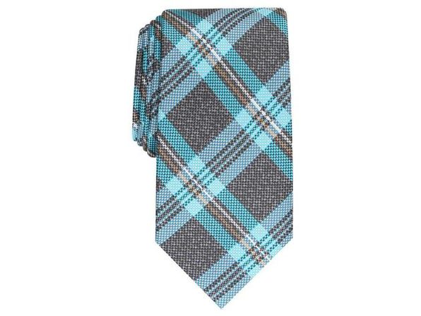 Perry Ellis Men's Duxbury Plaid Tie Black Size Regular