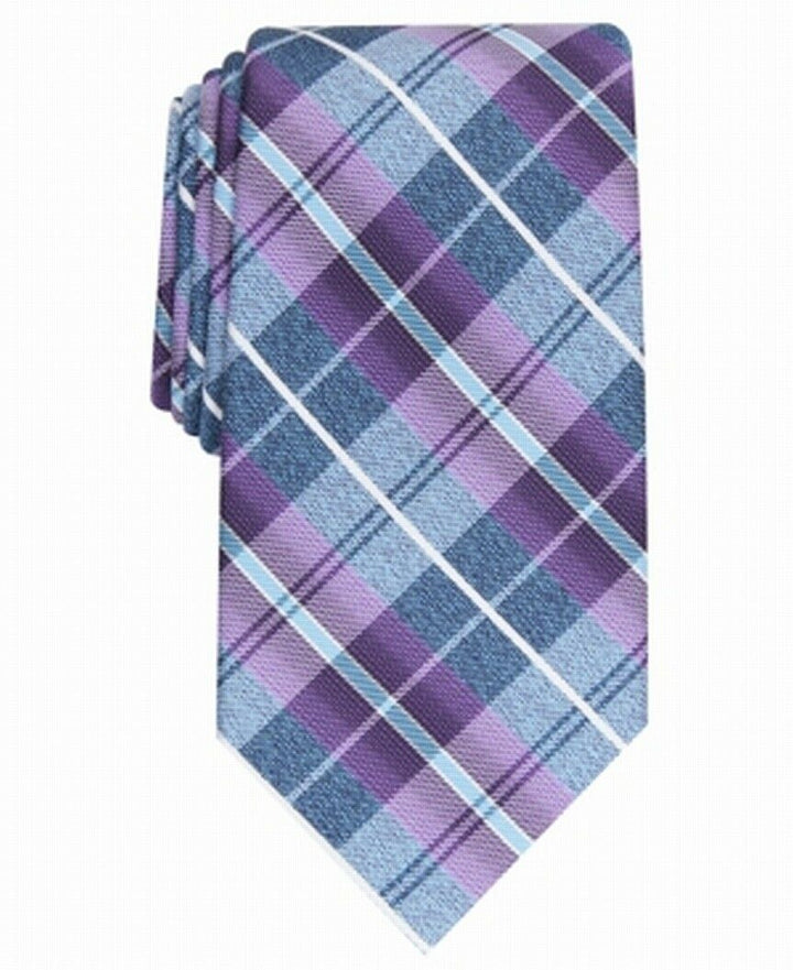 Perry Ellis Men's Dever Classic Plaid Tie Purple Size Regular