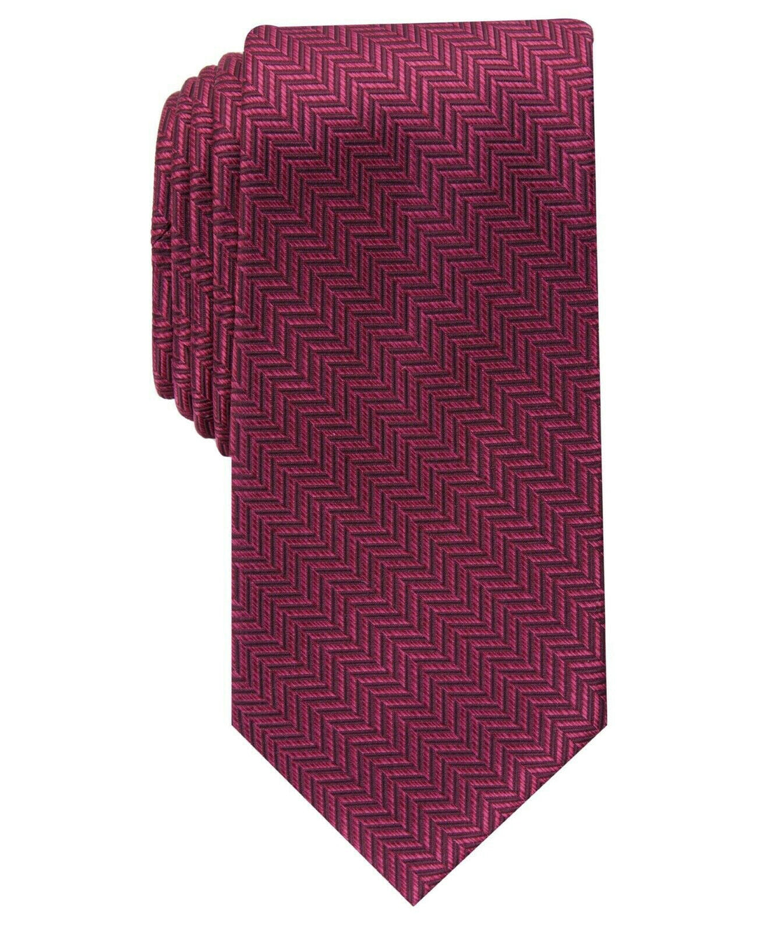 Perry Ellis Men's Savin Herringbone Tie Dark Red Size Regular