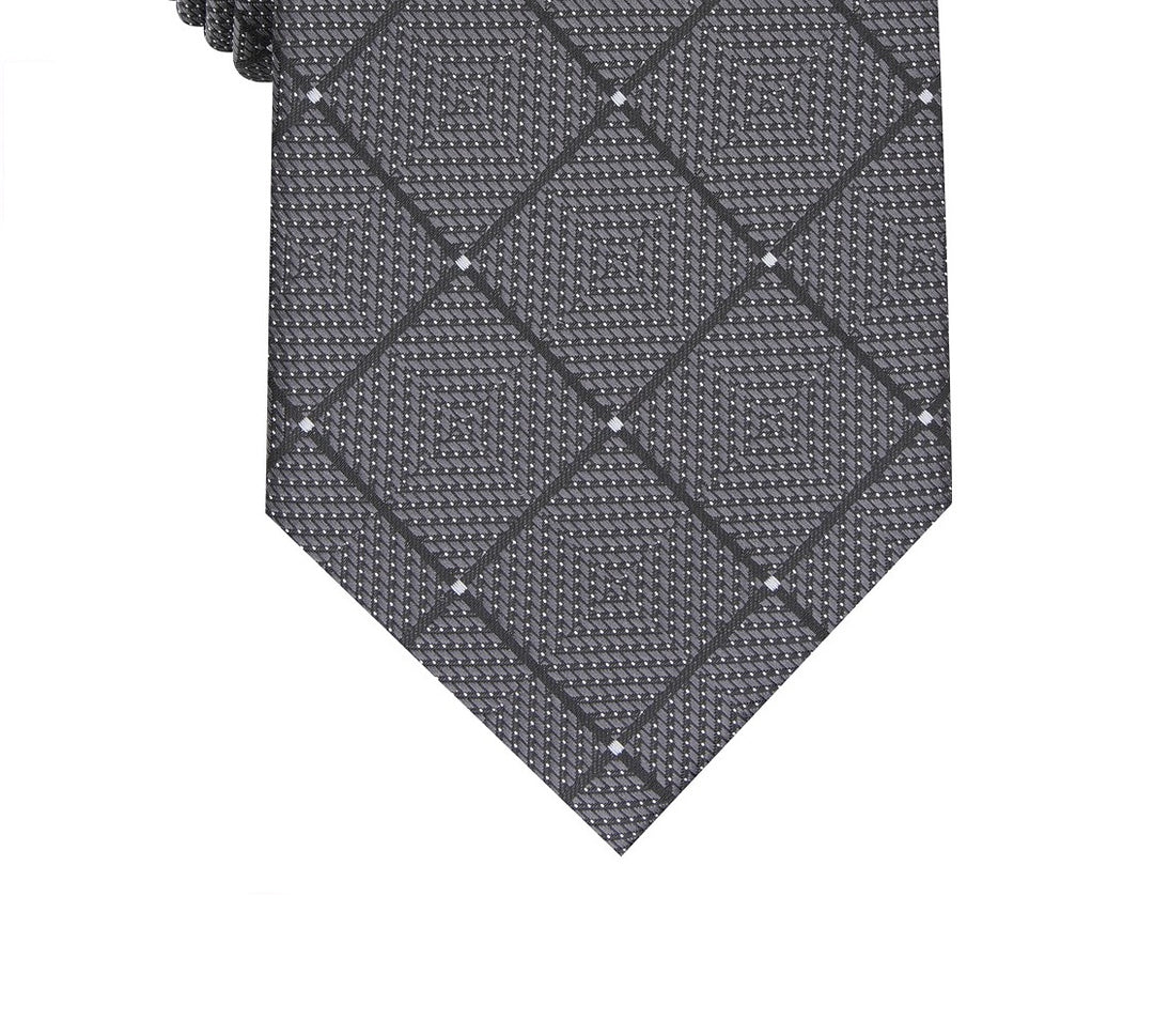 Perry Ellis Men's Burr Classic Geo Grid Tie Gray One Size