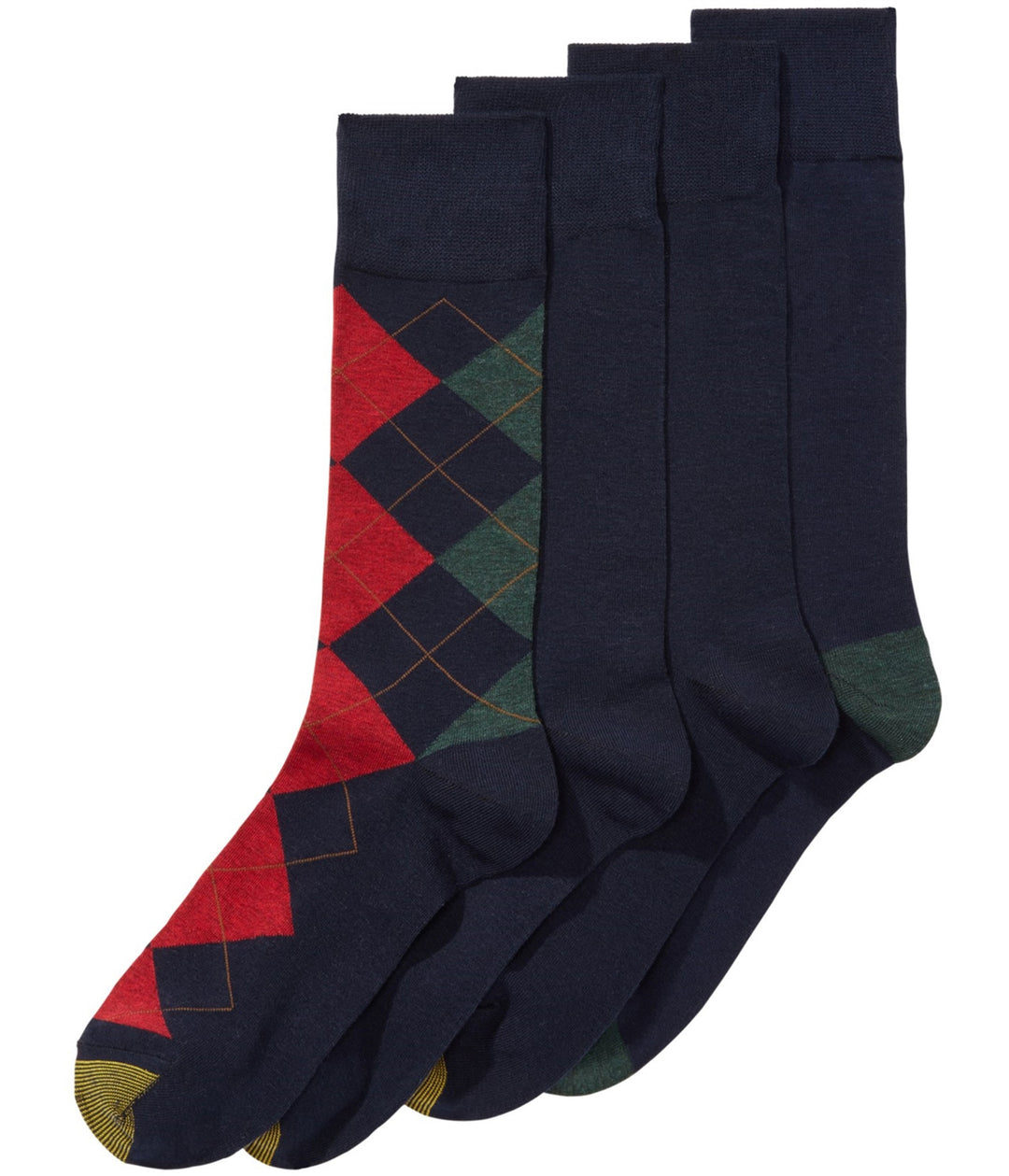 Gold Toe Men's 4 Pack Argyle Midweight Socks Black Size Regular