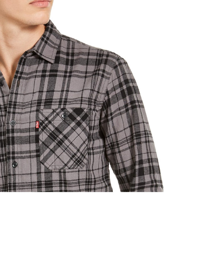 Levi's Men's Miguel Regular-Fit Plaid Flannel Shirt Gray Size  Large