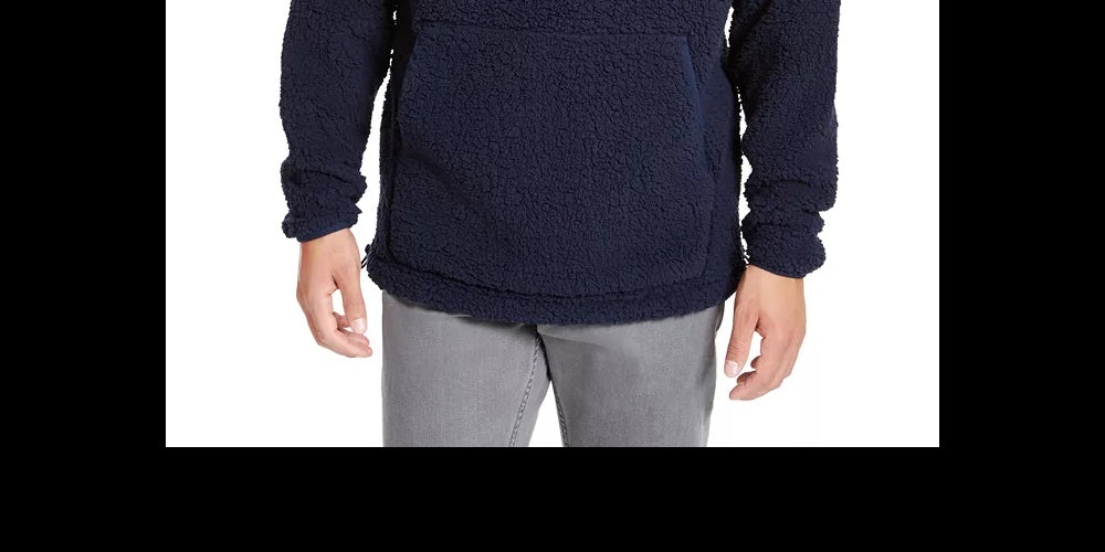 DKNY Men's Sherpa Quarter Zip Sweater Navy Size X-Large