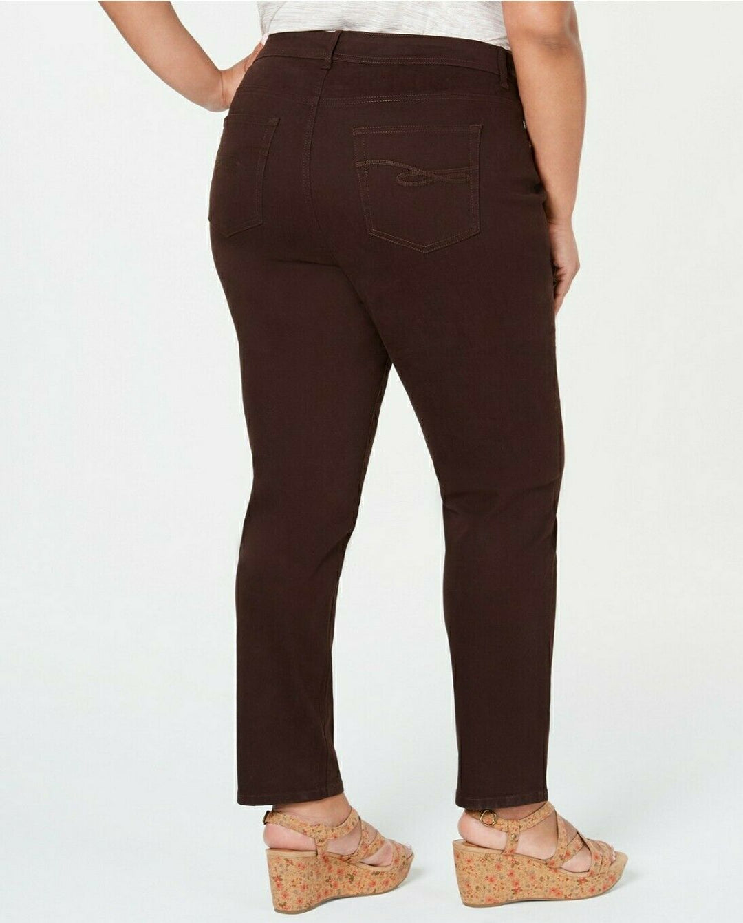 Style & Co Women's Plus & Petite Plus Size Tummy-Control Slim-Leg Jeans Brown Size Small