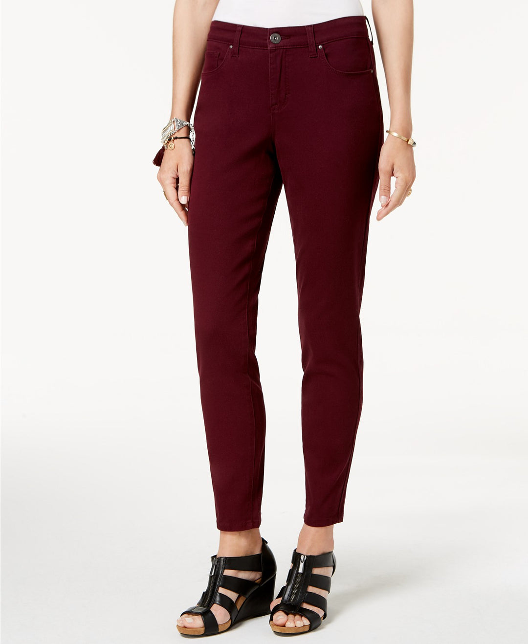 Style & Co Women's Curvy-Fit Skinny Fashion Jeans Wine Size 4