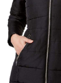 Maralyn & Me Juniors' Women's Faux-Faux-Trim Hooded Puffer Coat Black Size Small