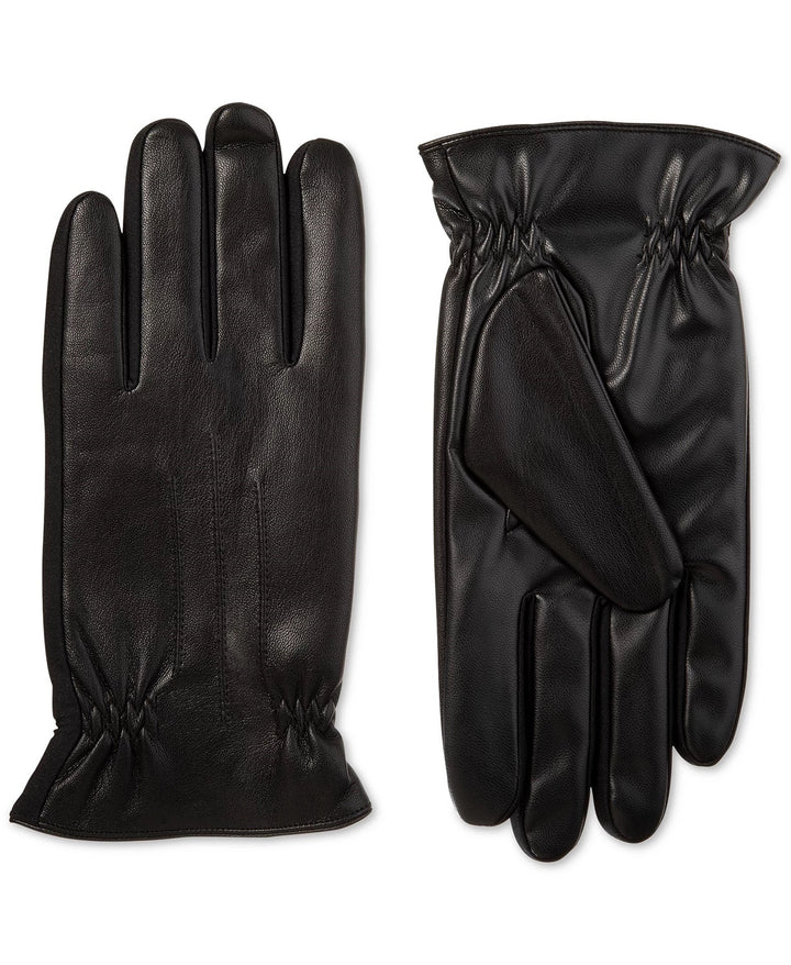 Isotoner Signature Men's Sleekheat Faux Nappa Gloves Black Size Large