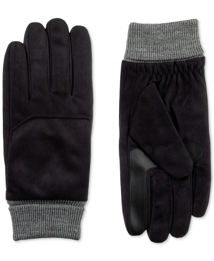 Isotoner Mens Microfiber SmartDri Winter Gloves Black XL