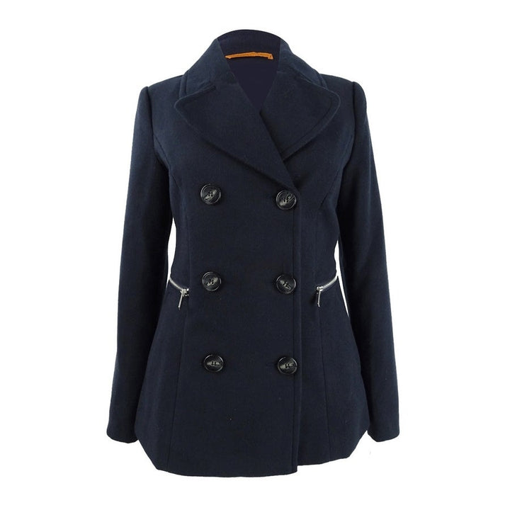 Maralyn & Me  Juniors' Double-Breasted Peacoat Navy Size Medium