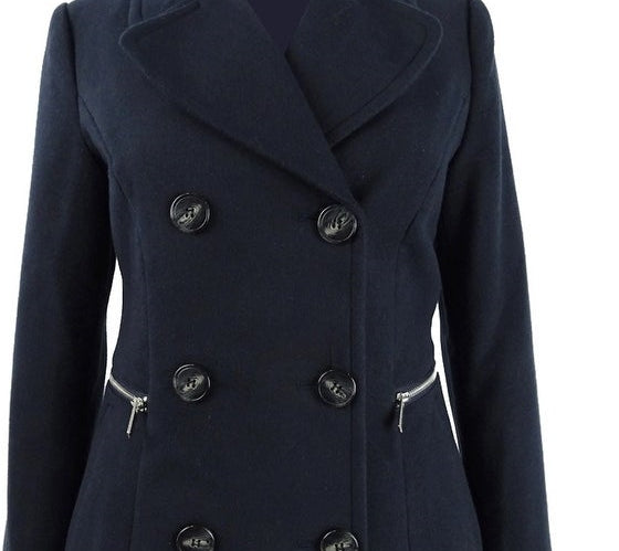 Maralyn & Me  Juniors' Double-Breasted Peacoat Navy Size Medium