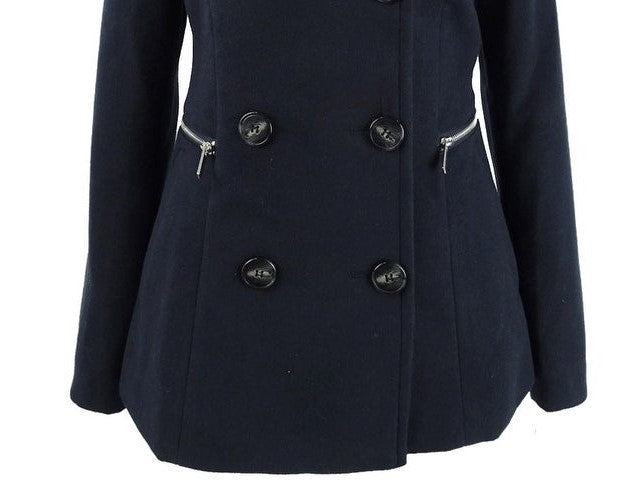 Maralyn & Me  Juniors' Double-Breasted Peacoat Navy Size Medium