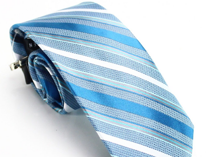 Van Heusen Men's Neck Tie  Slim Thomas Striped Skinny Tie-Clip Silk Blue One Size