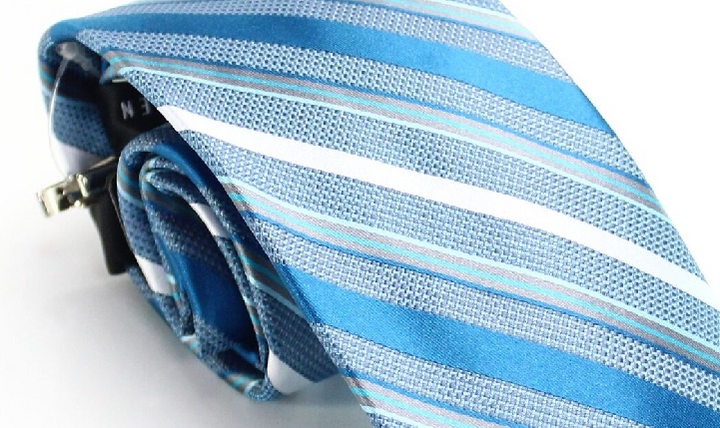 Van Heusen Men's Neck Tie  Slim Thomas Striped Skinny Tie-Clip Silk Blue One Size