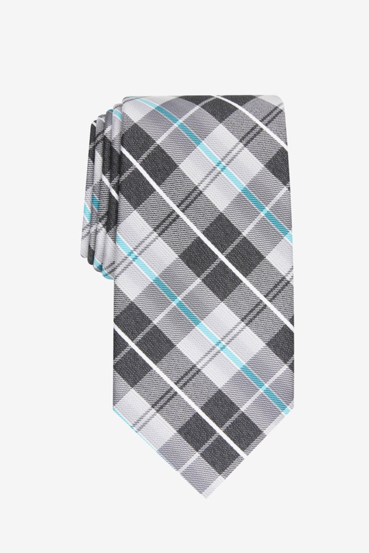 Perry Ellis Men's Dever Classic Plaid Tie Charcoal One Size