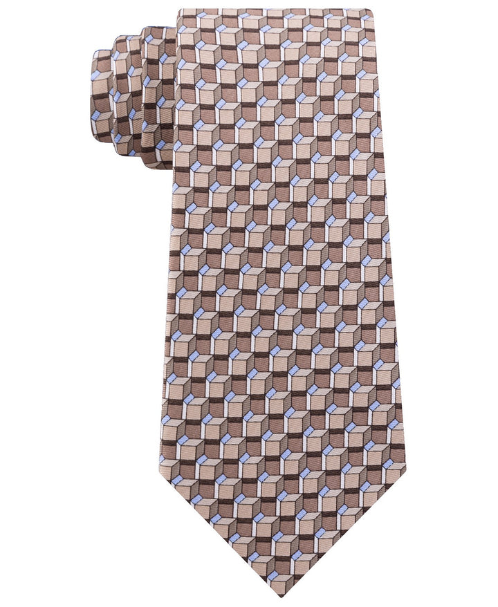 Michael Kors Men's Classic Angular Geo-Print Silk Twill Tie Beige Size Regular