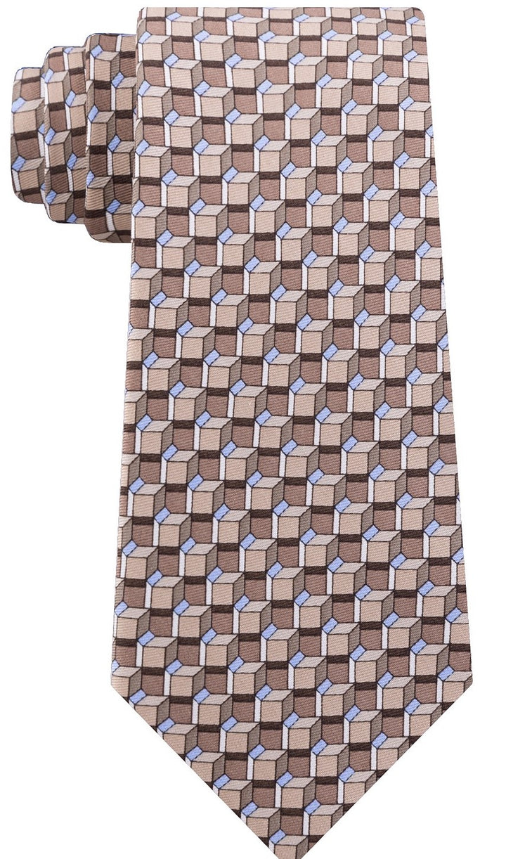 Michael Kors Men's Classic Angular Geo-Print Silk Twill Tie Beige Size Regular