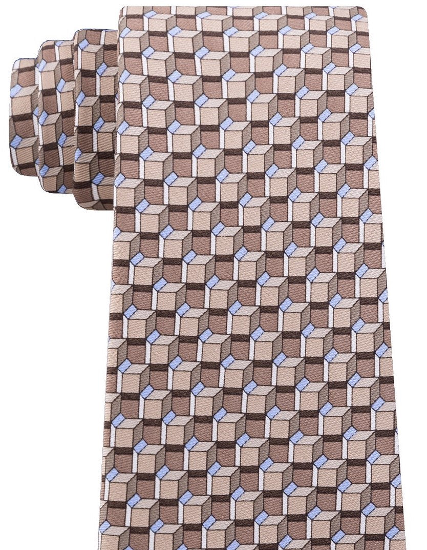 Michael Kors Men's Classic Angular Geo-Print Silk Twill Tie Beige Size Regular