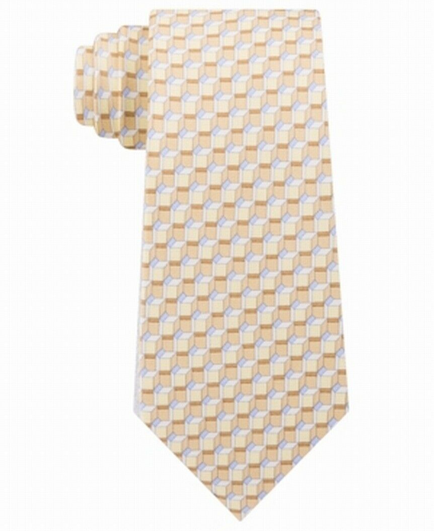 Michael Kors Men's Classic Angular Geo-Print Silk Twill Tie Yellow Size Regular