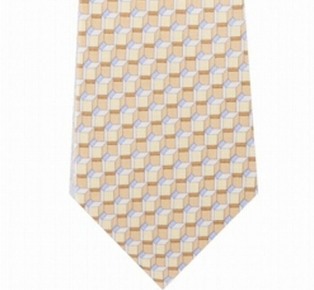 Michael Kors Men's Classic Angular Geo-Print Silk Twill Tie Yellow Size Regular