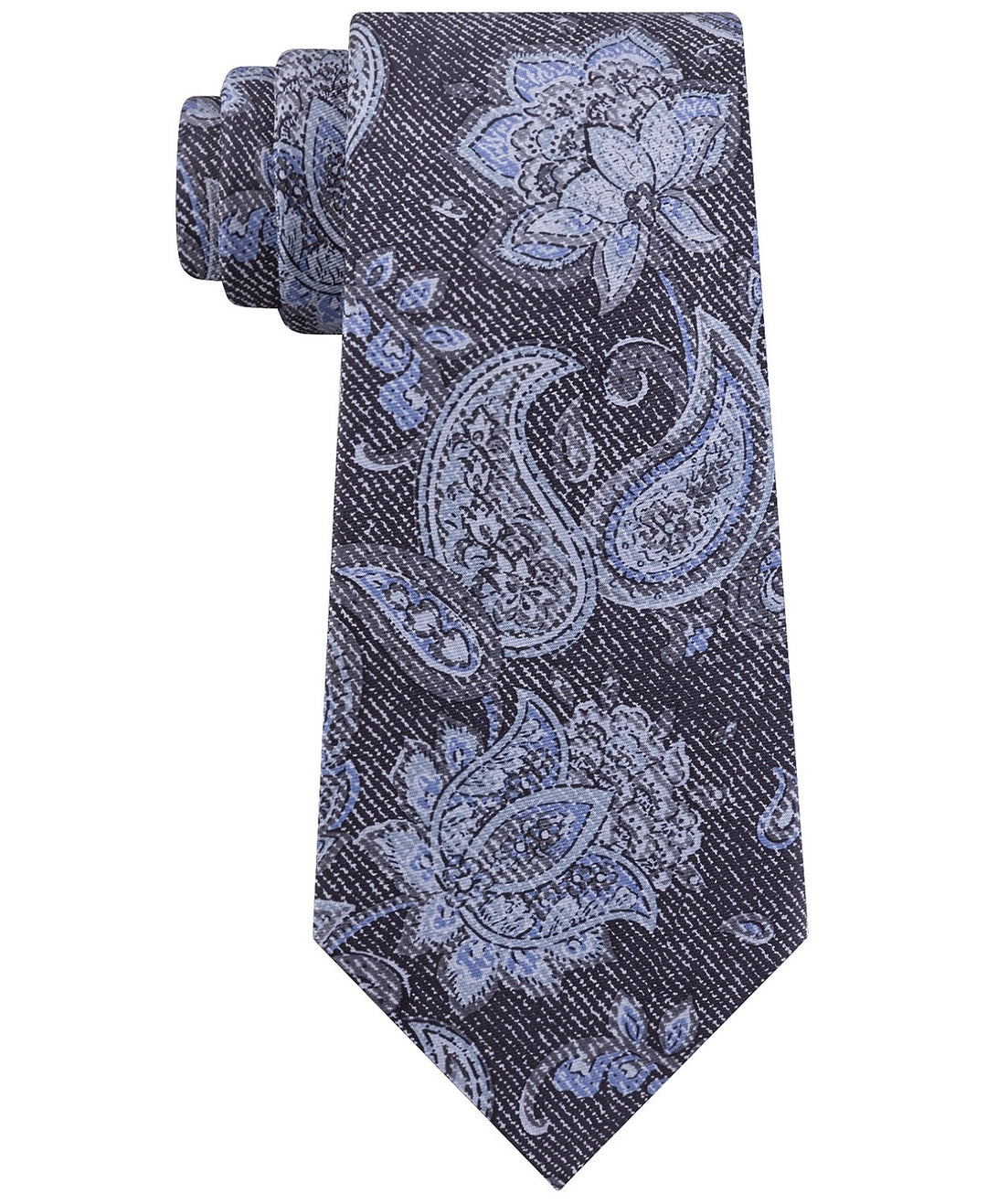 Michael Kors Men's Fine Line Paisley Tie Charcoal Size Regular