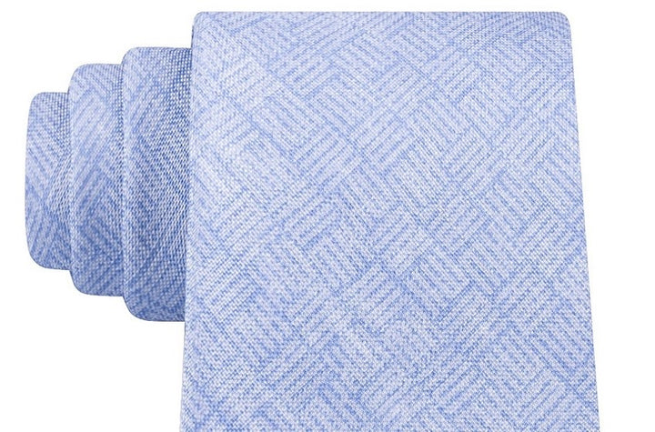 Michael Kors Men's Classic Tonal Logo Block Silk Twill Tie Blue Size Regular