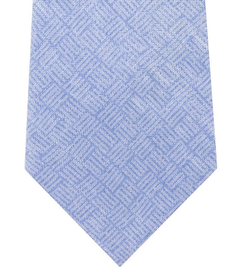 Michael Kors Men's Classic Tonal Logo Block Silk Twill Tie Blue Size Regular