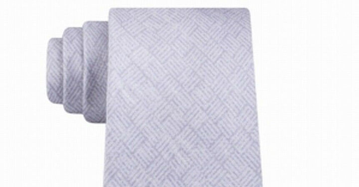 Michael Kors Men's Classic Tonal Logo Block Silk Twill Tie Gray Size Regular