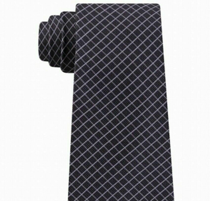 Michael Kors Men's Black Diamond Check Neck Tie Gray Size Regular