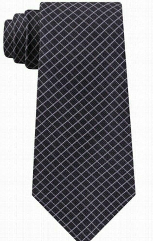 Michael Kors Men's Black Diamond Check Neck Tie Gray Size Regular