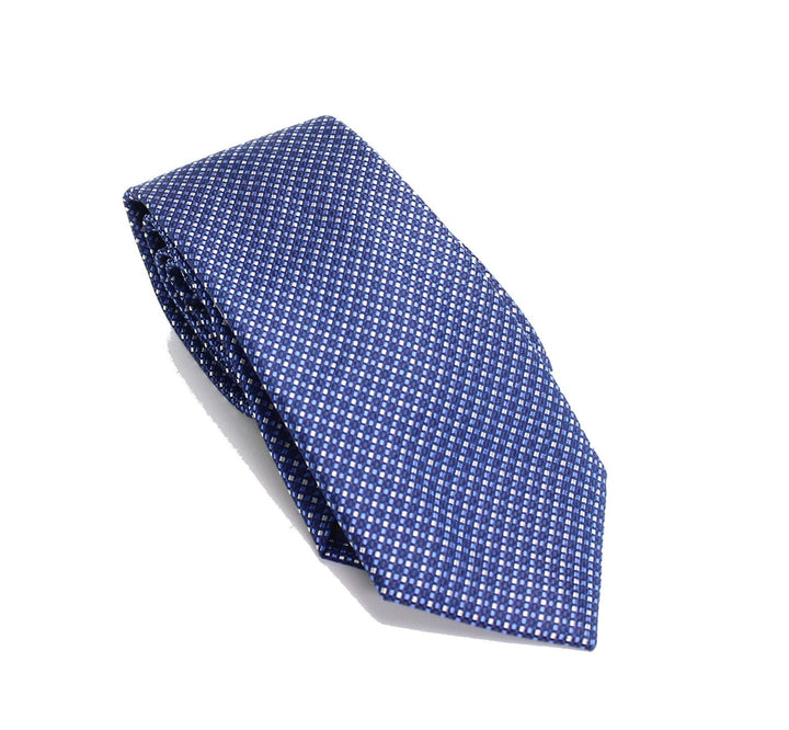 Michael Kors Men's Dark Blue Micro Weave Check Silk Neck Tie Blue Size Regular