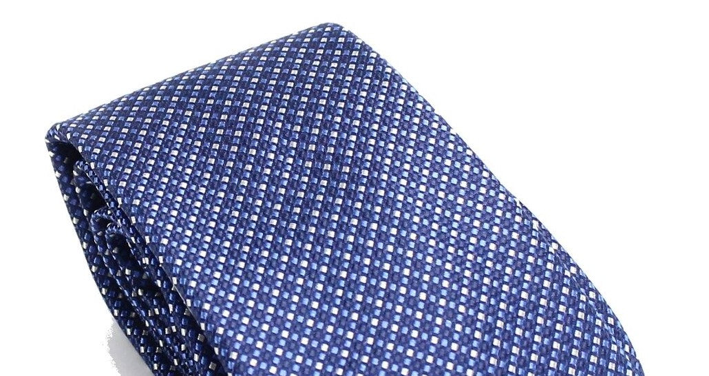 Michael Kors Men's Dark Blue Micro Weave Check Silk Neck Tie Blue Size Regular