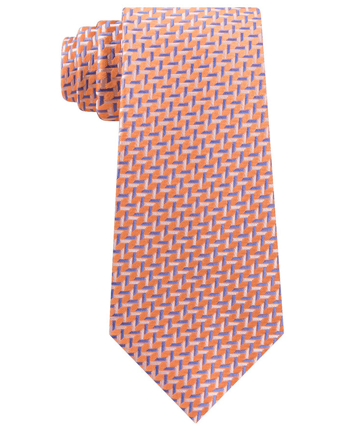 Michael Kors Men's Checks Silk Neck Tie Orange Size Regular