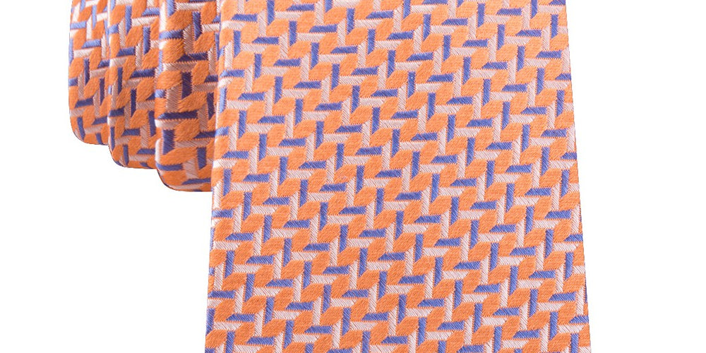 Michael Kors Men's Checks Silk Neck Tie Orange Size Regular