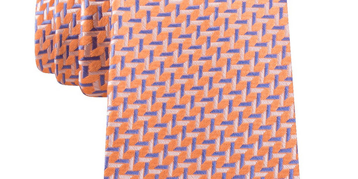 Michael Kors Men's Checks Silk Neck Tie Orange Size Regular