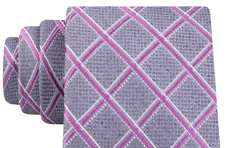 Michael Kors Men's Asymmetric Grid Tie Pink Size Regular