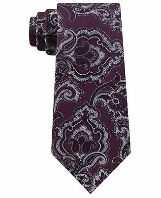 Michael Kors Men's Intricate Outlined Paisley Tie Burgundy Red Size Regular