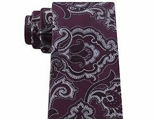 Michael Kors Men's Intricate Outlined Paisley Tie Burgundy Red Size Regular