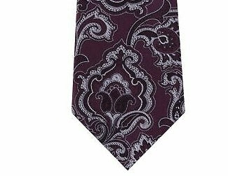 Michael Kors Men's Intricate Outlined Paisley Tie Burgundy Red Size Regular