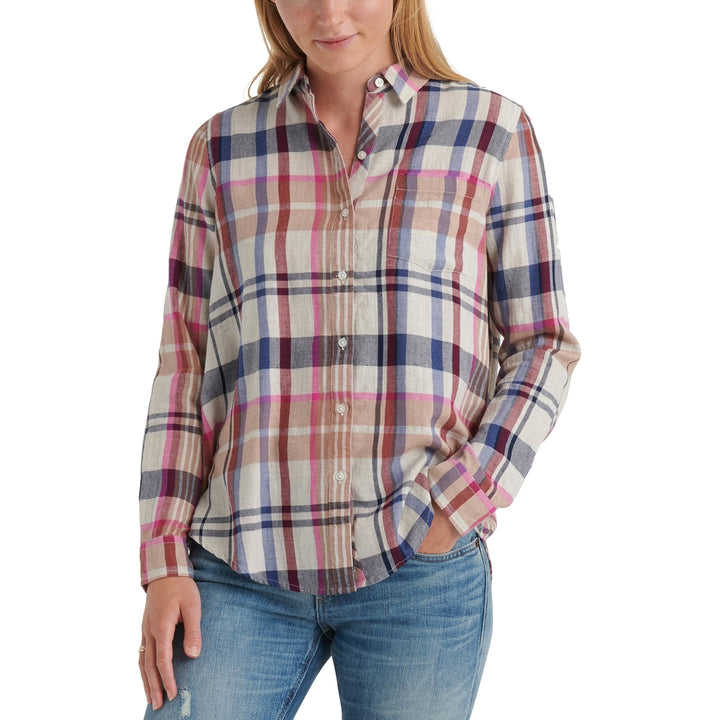 Lucky Brand Women's Classic One-Pocket Plaid Shirt Blue Size Extra Small