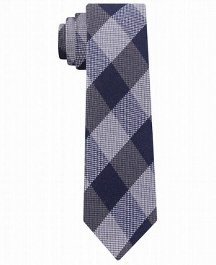 Tommy Hilfiger Men's Slim Textured Check Tie Gray Size Regular