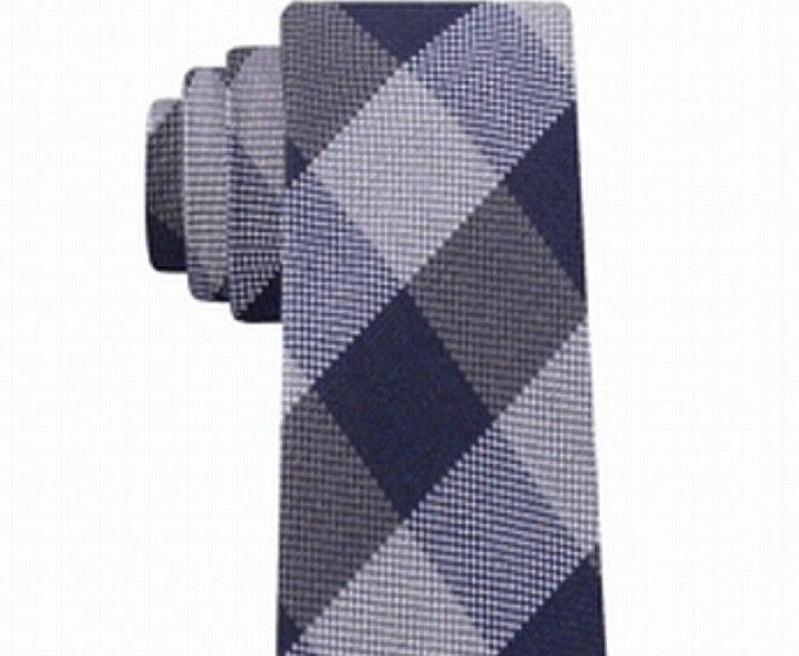 Tommy Hilfiger Men's Slim Textured Check Tie Gray Size Regular