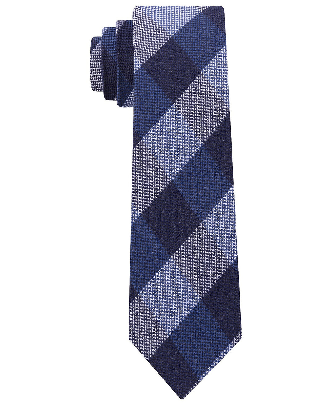 Tommy Hilfiger Men's Slim Textured Check Tie Navy Size Regular