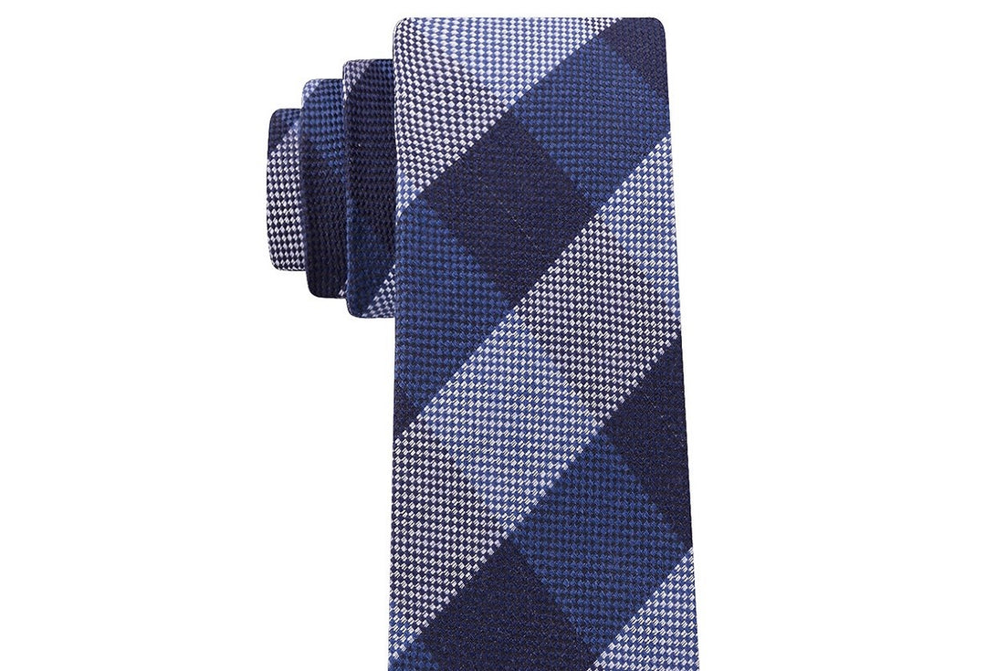 Tommy Hilfiger Men's Slim Textured Check Tie Navy Size Regular