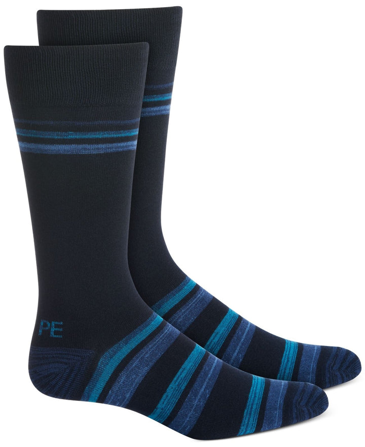 Perry Ellis Men's Bamboo Double Stripe Socks Navu Size 7-12