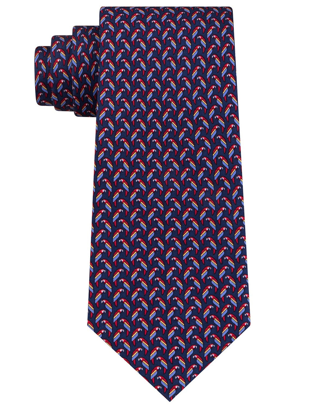 Tommy Hilfiger Men's Small Parrot Silk Tie Navy Size Regular